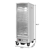 33 in. Commercial Non-Insulated Heated Holding Cabinet with Wire Racks and Glass Door in Silver (KM-CH36-WNGL)
